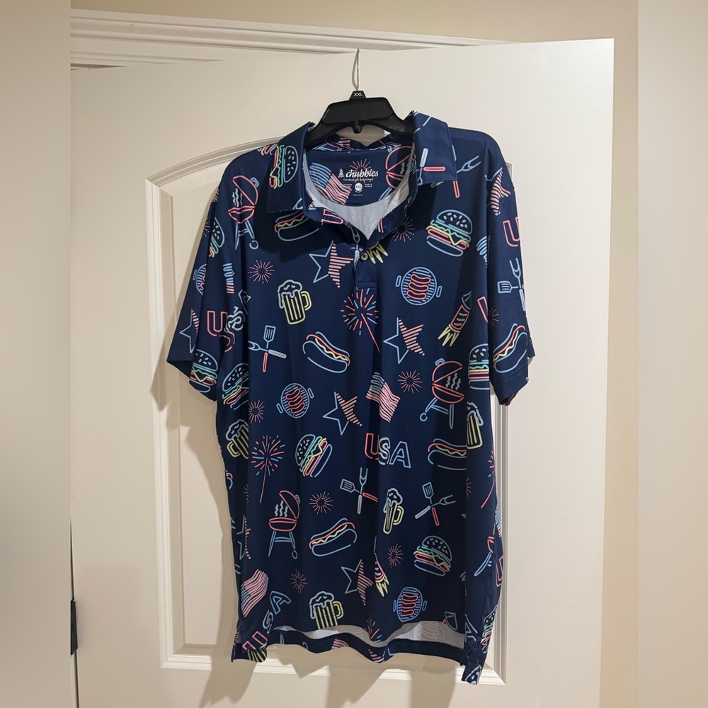 Chubbies Navy and Red Graphic Polo